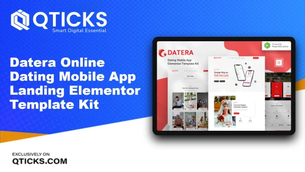 Datera – Online Dating Mobile App Landing Elementor Template Kit